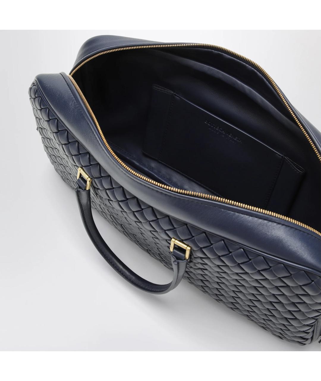 BOTTEGA VENETA Темно-синяя кожаная сумка тоут, фото 3