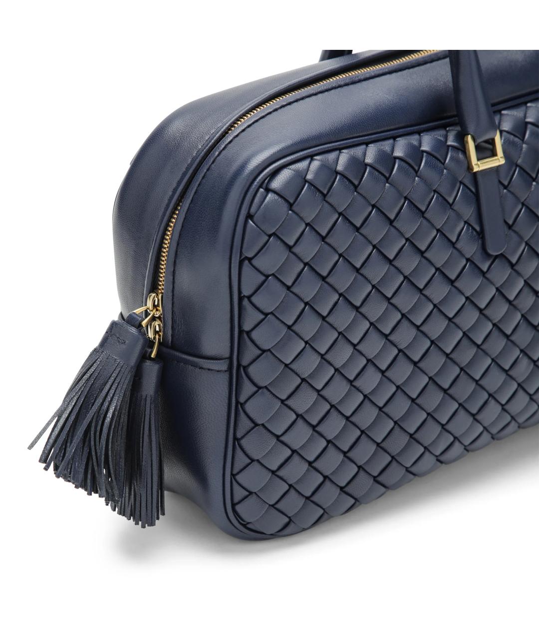 BOTTEGA VENETA Темно-синяя кожаная сумка тоут, фото 4