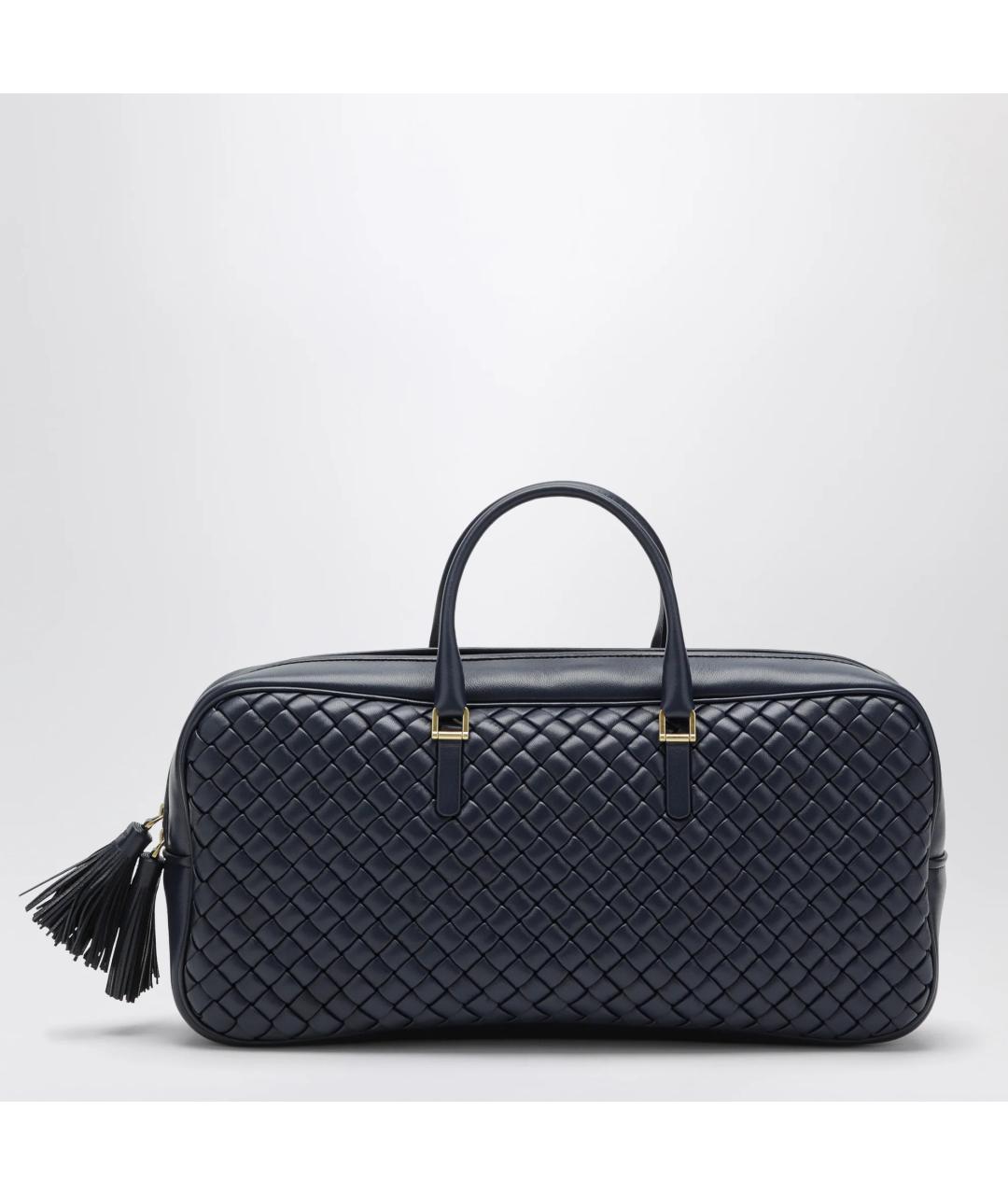 BOTTEGA VENETA Темно-синяя кожаная сумка тоут, фото 5