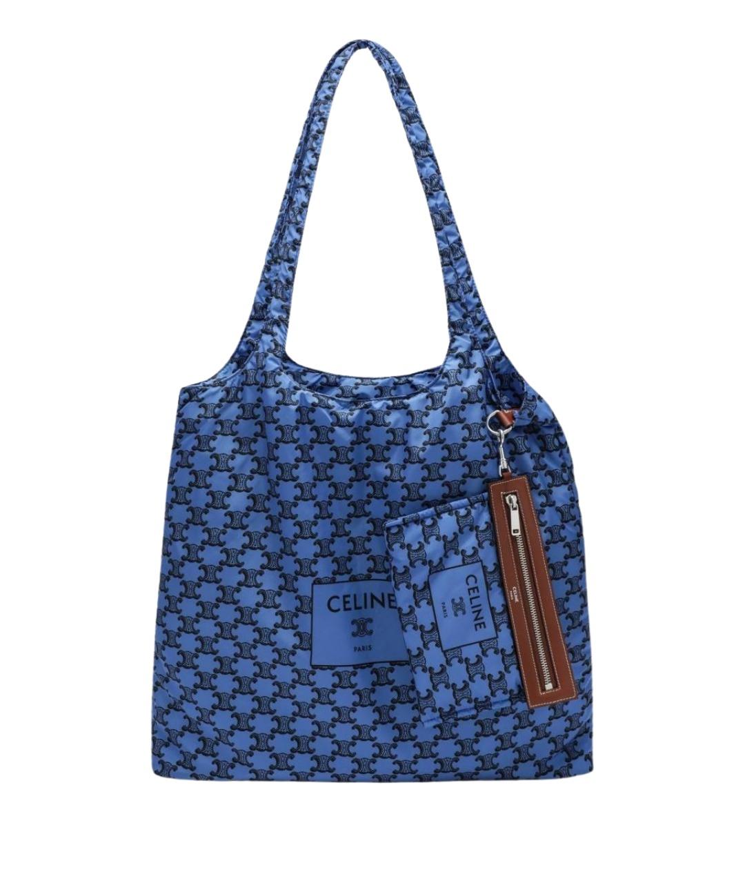 CELINE Синяя нейлоновая сумка тоут, фото 1