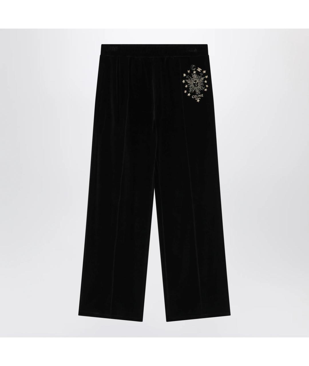 CELINE Черные бархатные повседневные брюки, фото 3