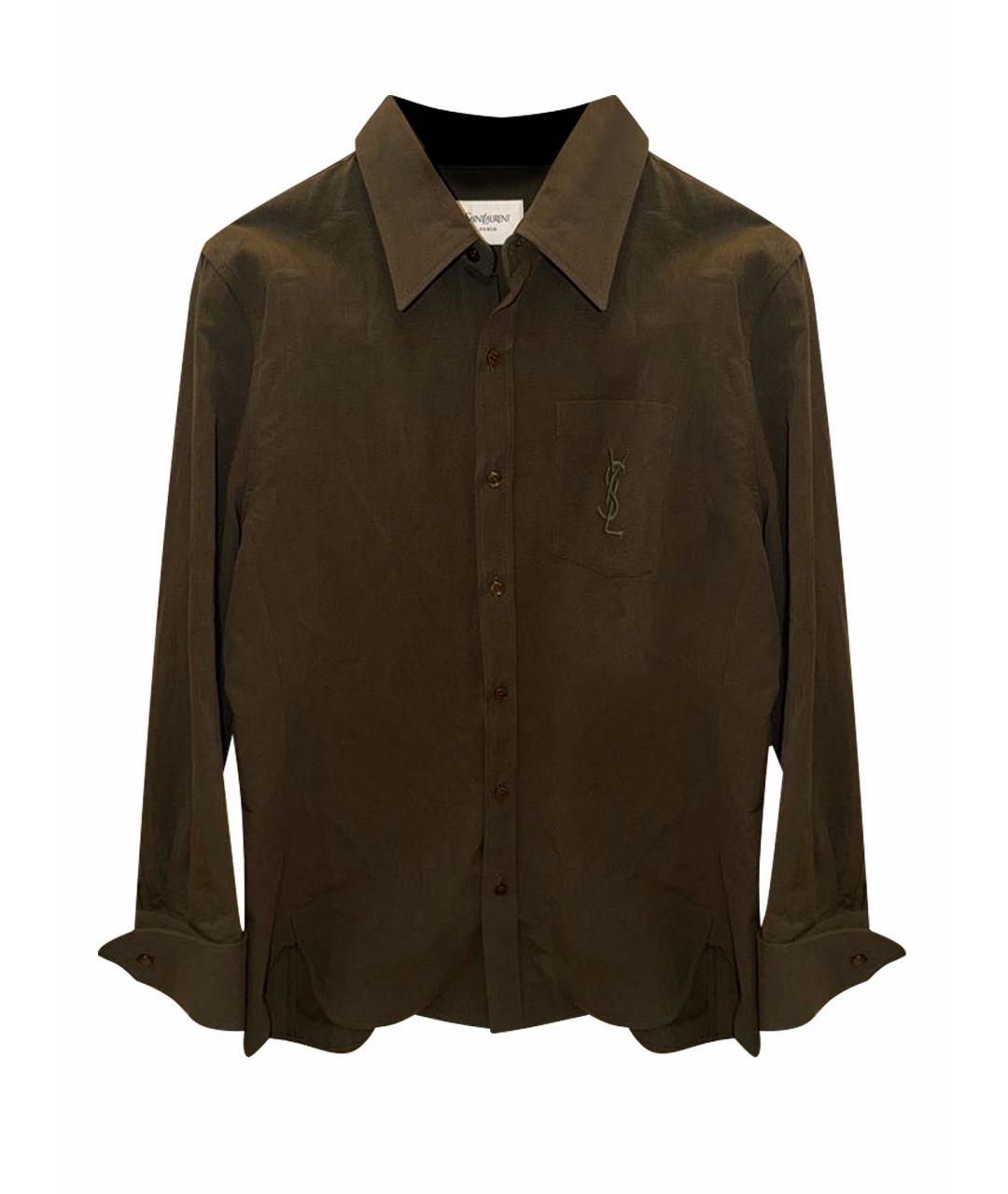 SAINT LAURENT Хаки хлопковая рубашка, фото 1