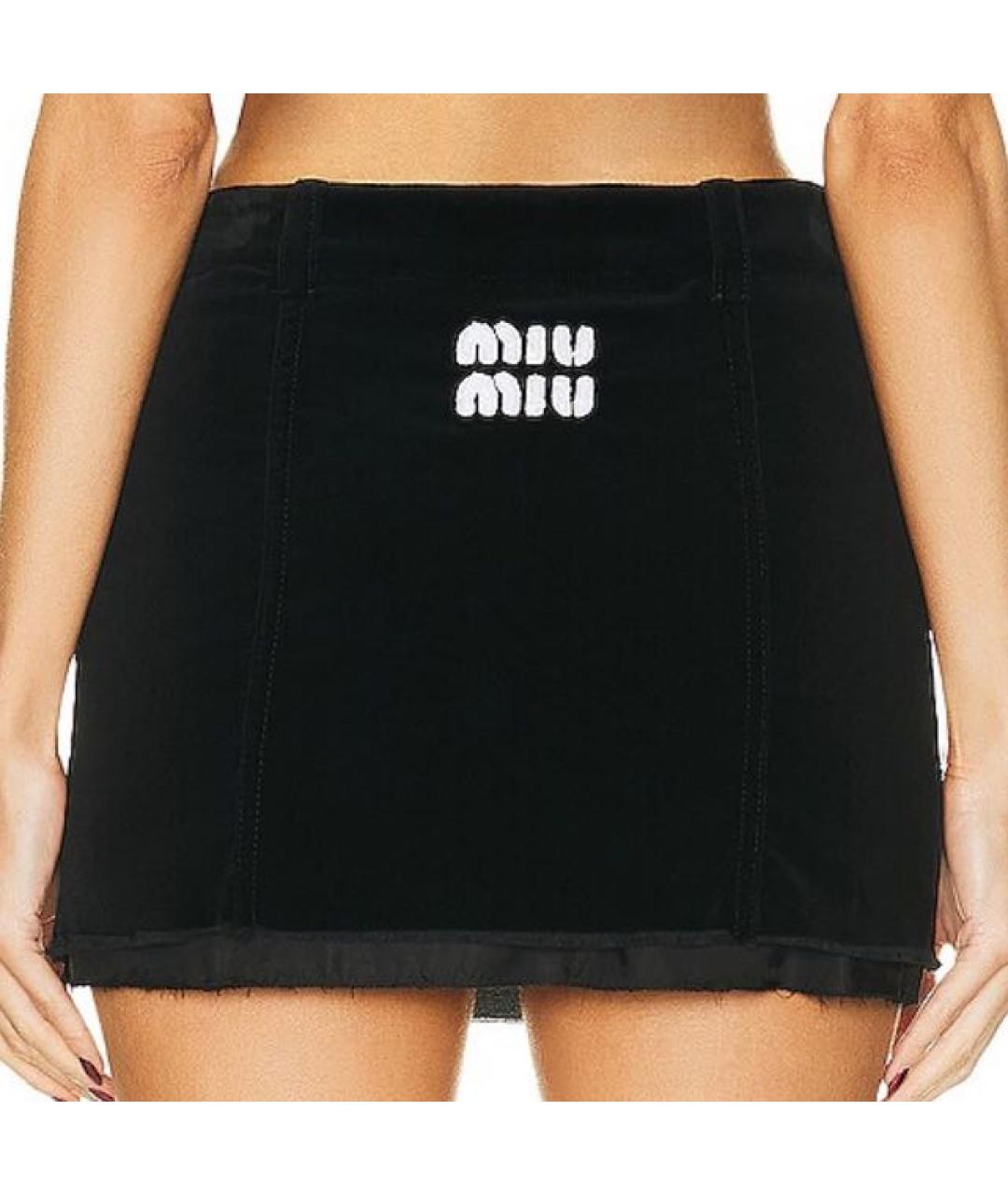 MIU MIU Черная бархатная юбка мини, фото 9