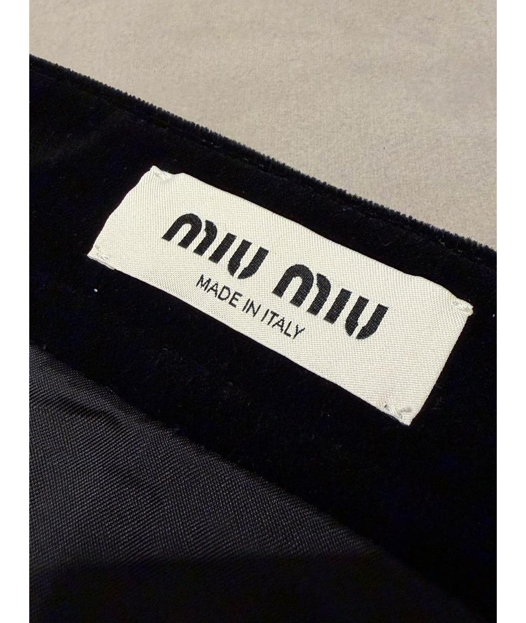 MIU MIU Черная бархатная юбка мини, фото 8
