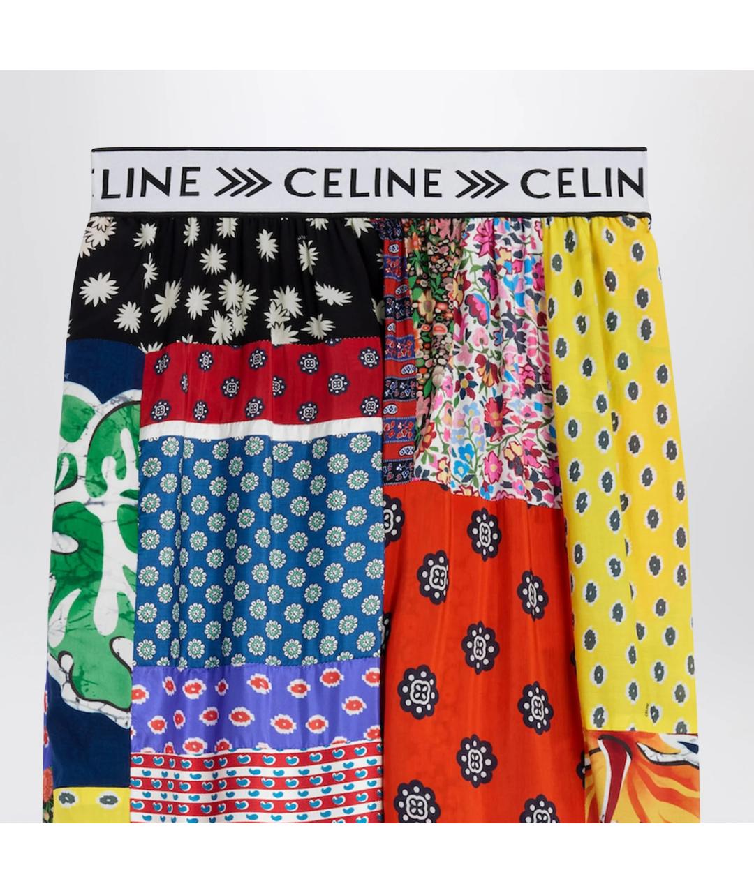 CELINE Мульти шелковые прямые брюки, фото 2