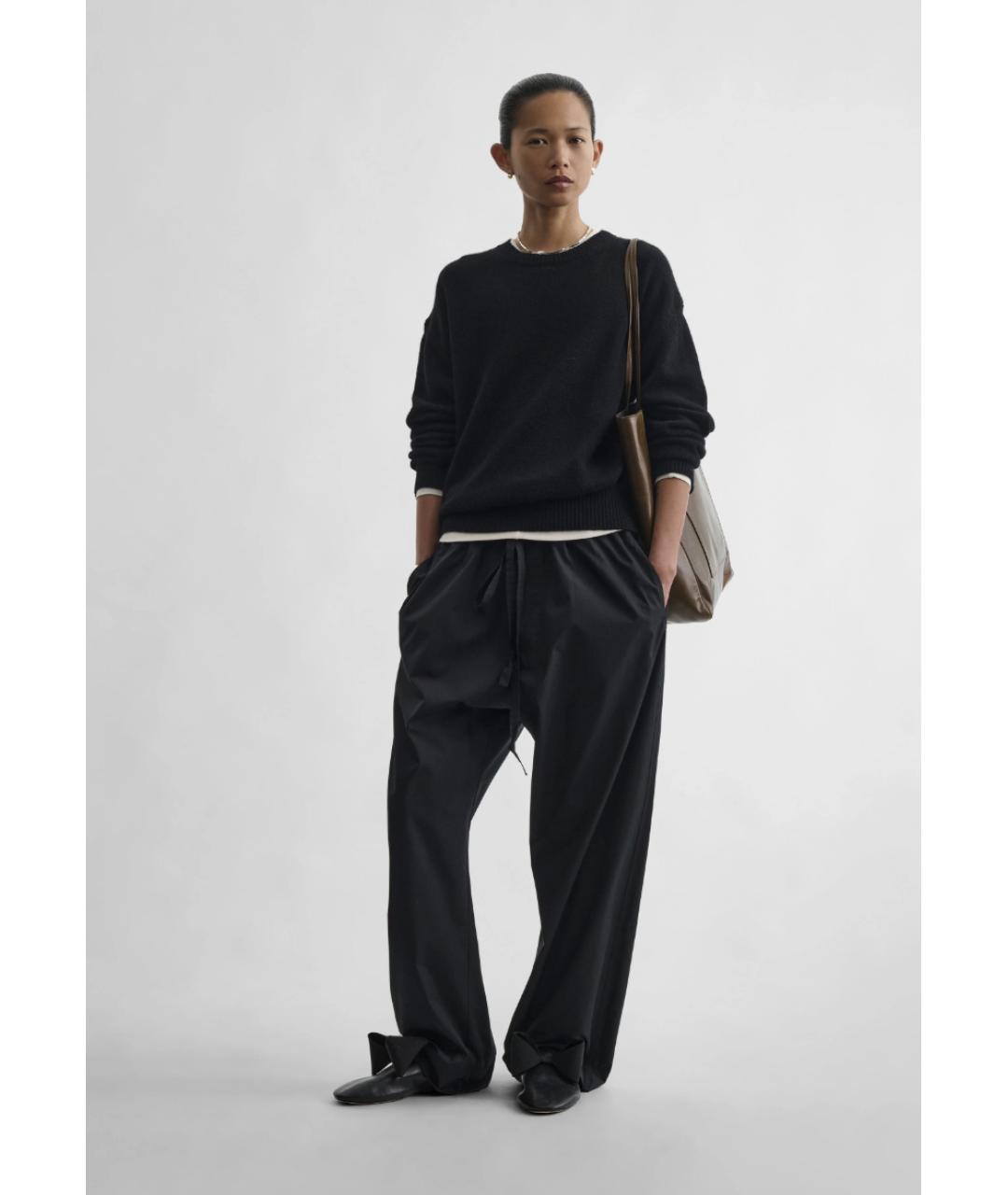 PHOEBE PHILO Черные хлопковые прямые брюки, фото 3