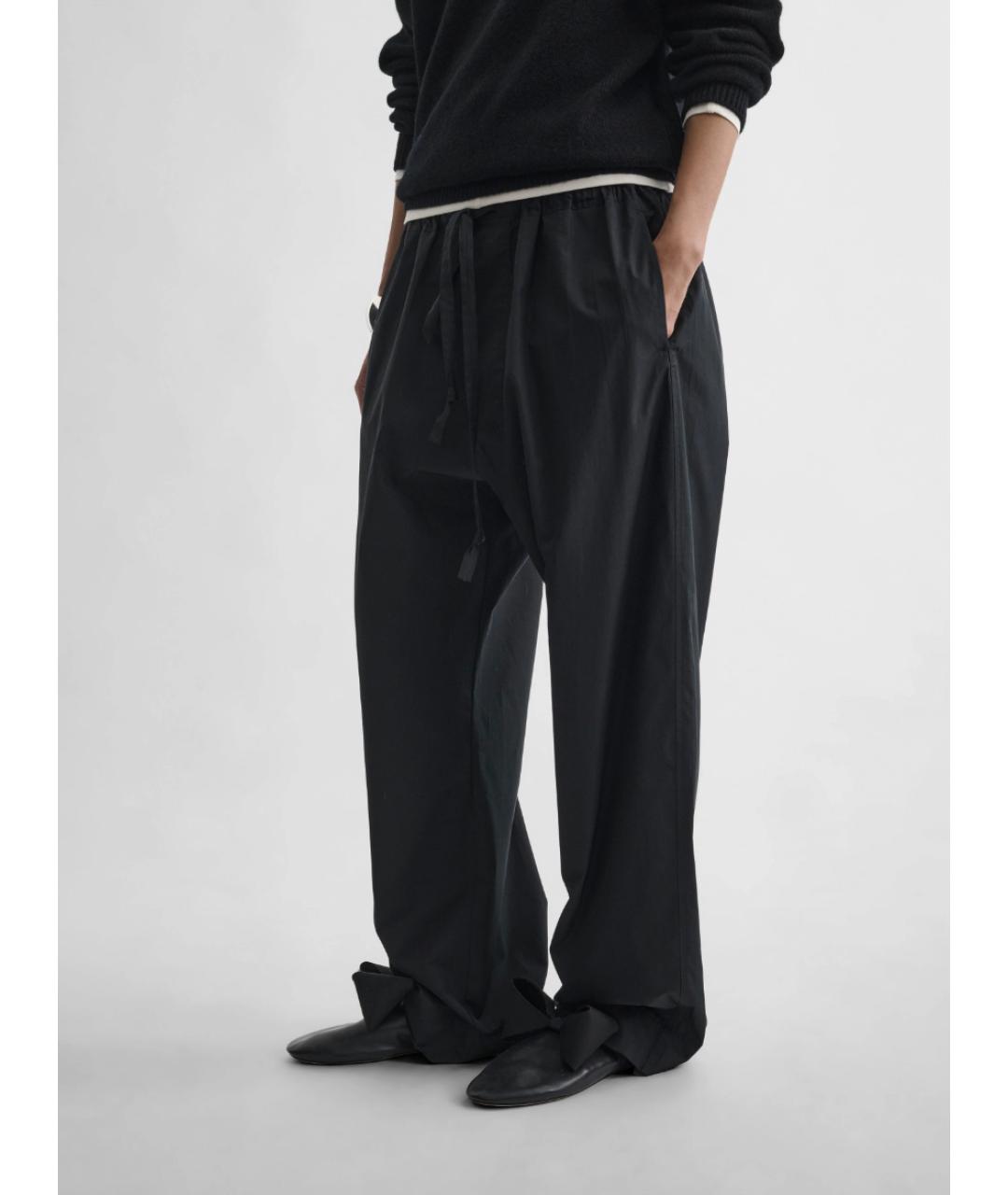 PHOEBE PHILO Черные хлопковые прямые брюки, фото 4