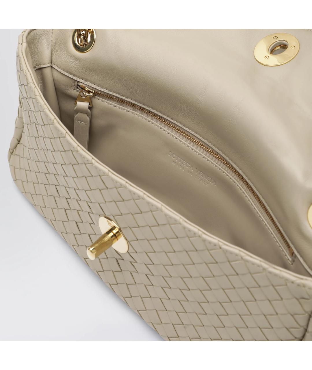 BOTTEGA VENETA Бежевая кожаная сумка через плечо, фото 4