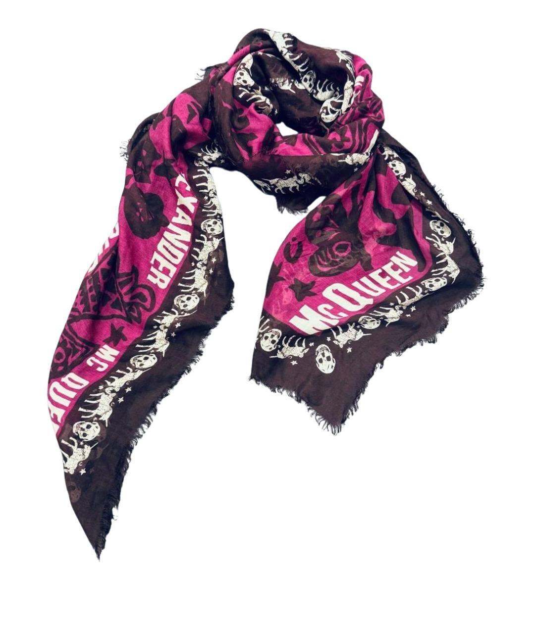 ALEXANDER MCQUEEN Бордовый шелковый платок, фото 1