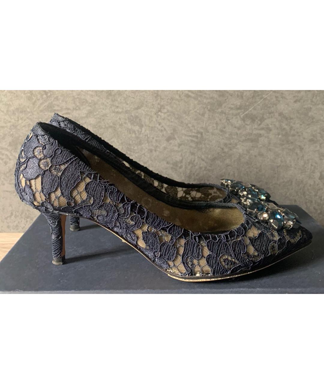 DOLCE&GABBANA Темно-синие текстильные туфли, фото 8