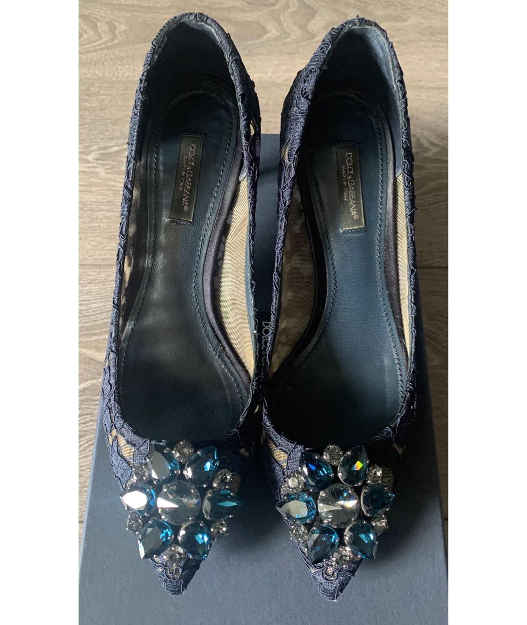 DOLCE&GABBANA Темно-синие текстильные туфли, фото 2
