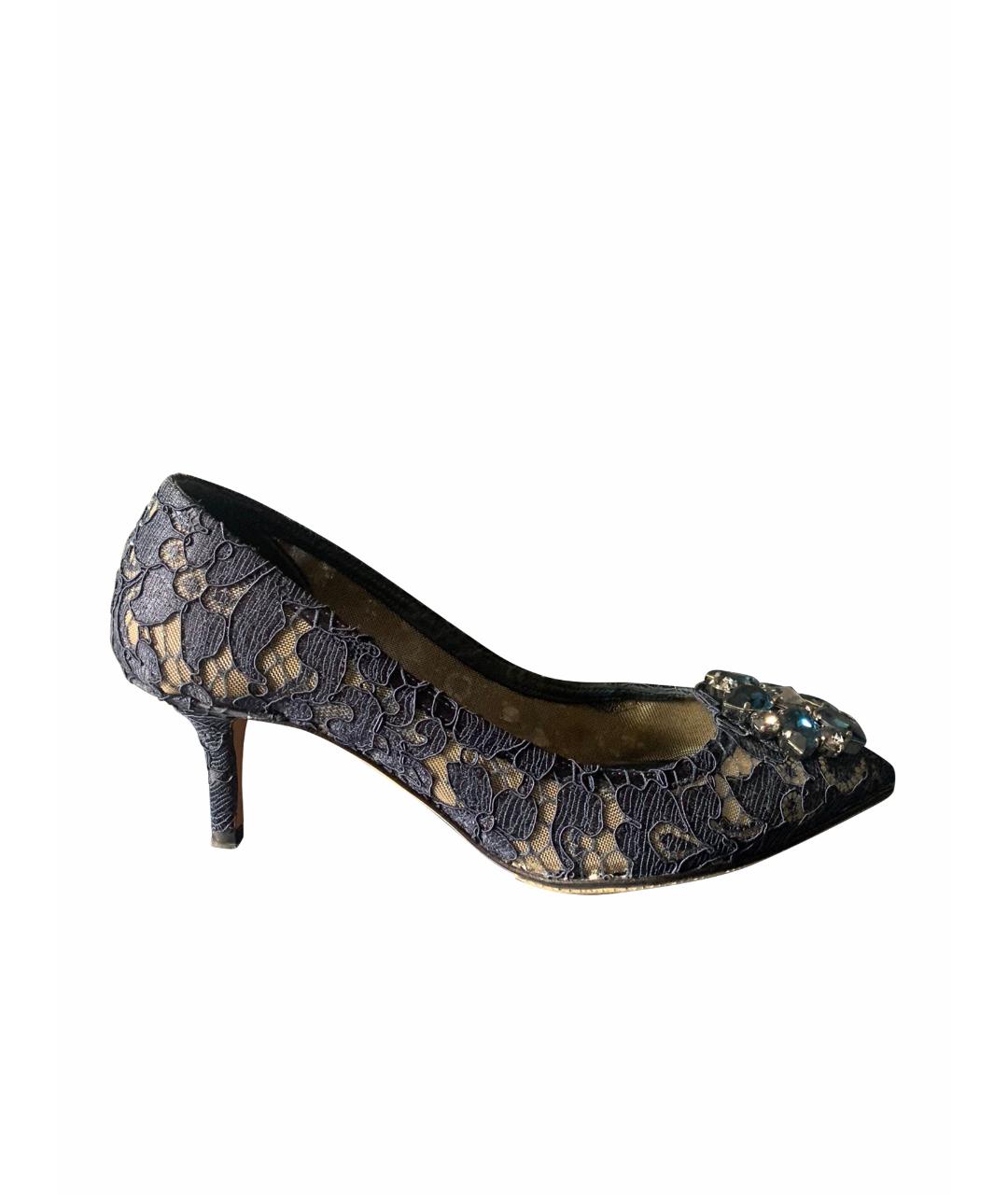 DOLCE&GABBANA Темно-синие текстильные туфли, фото 1