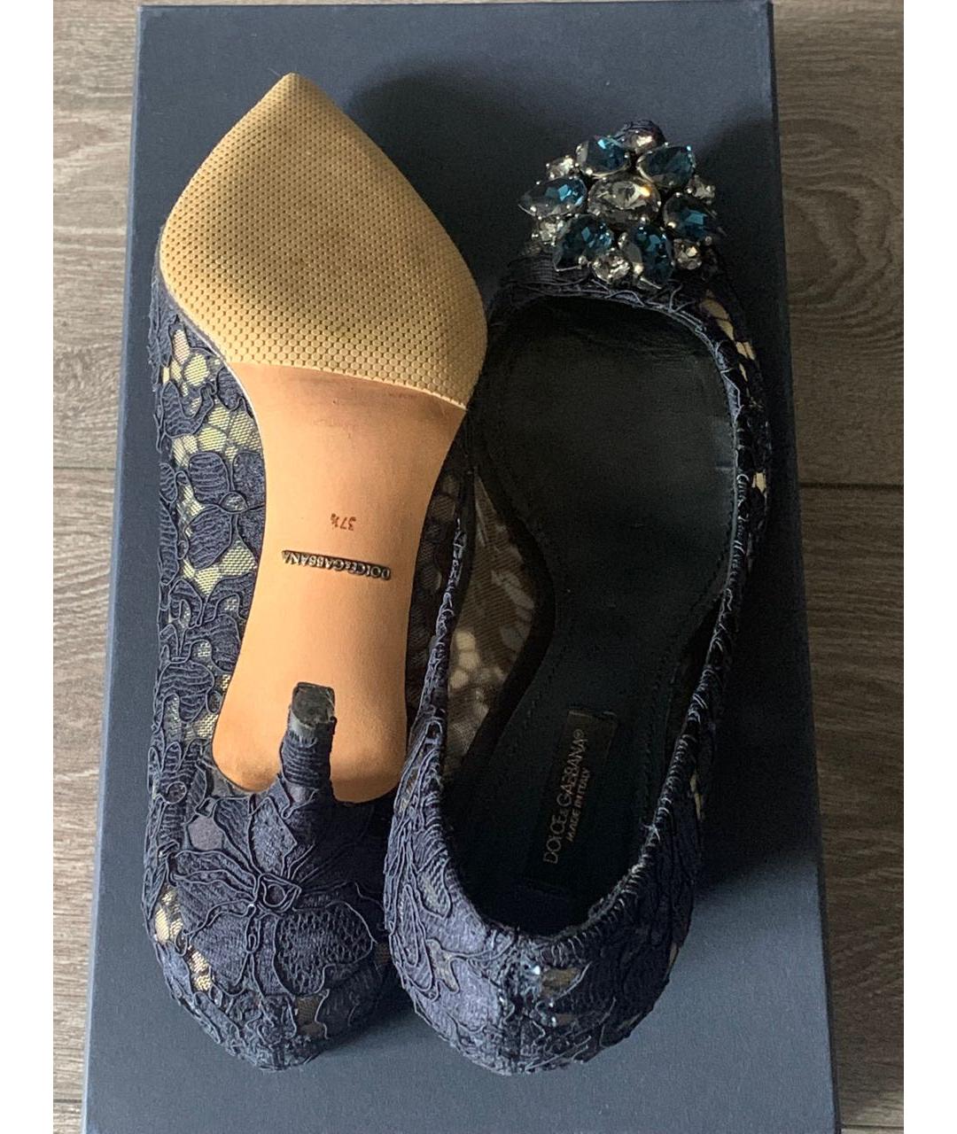DOLCE&GABBANA Темно-синие текстильные туфли, фото 4