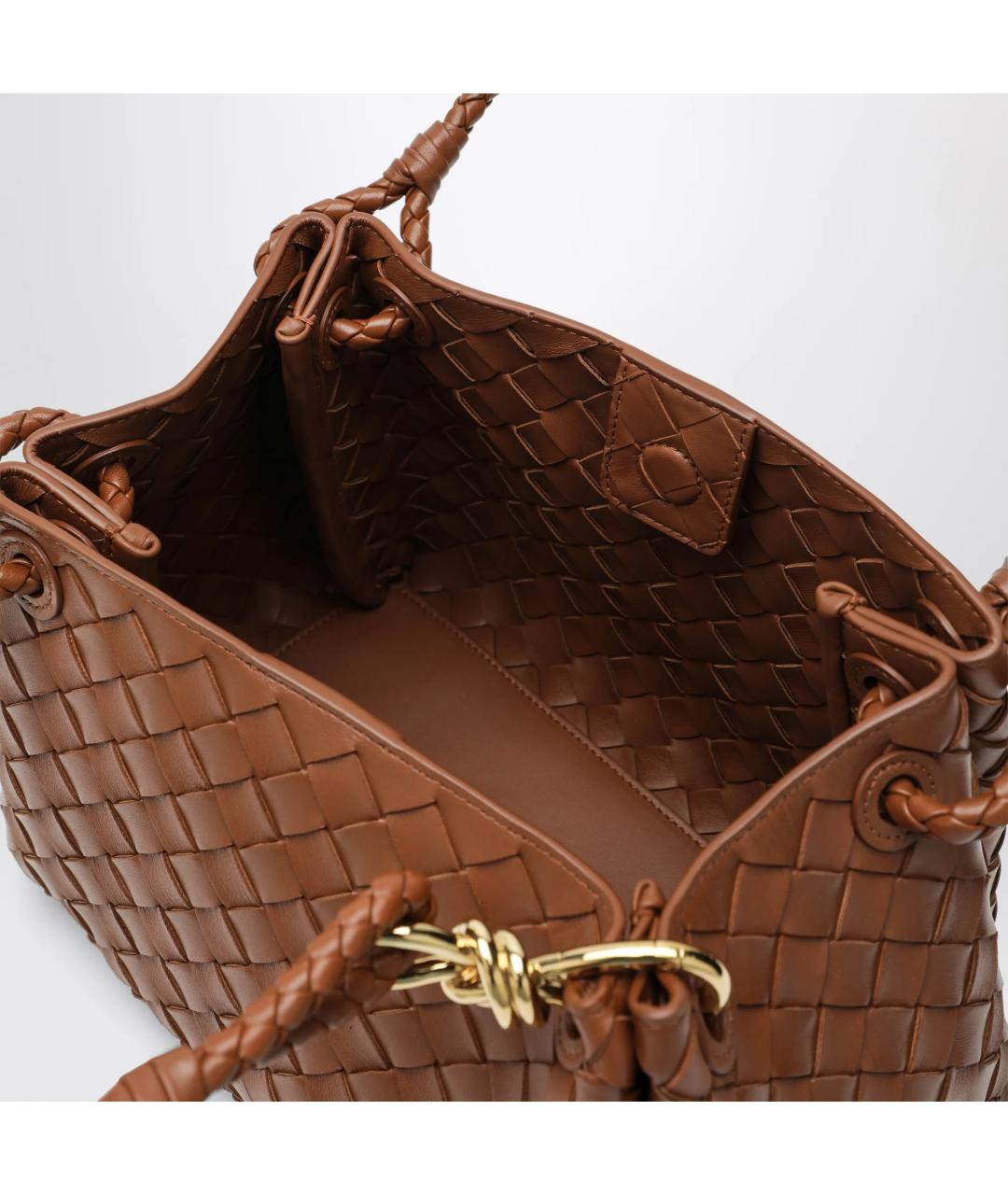 BOTTEGA VENETA Коричневая кожаная сумка через плечо, фото 4