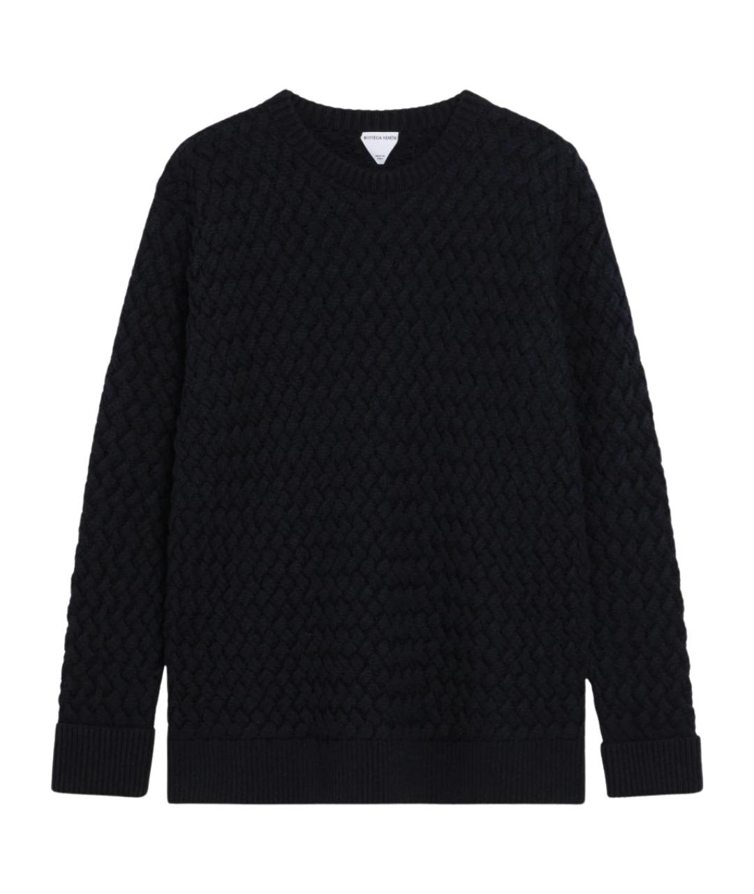 BOTTEGA VENETA Темно-синий шерстяной джемпер / свитер, фото 1