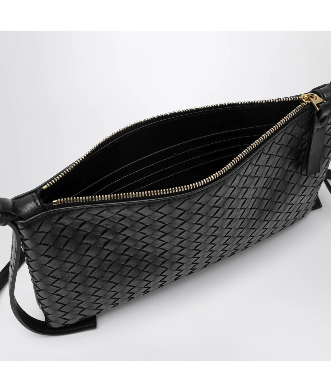 BOTTEGA VENETA Черная кожаная сумка через плечо, фото 4