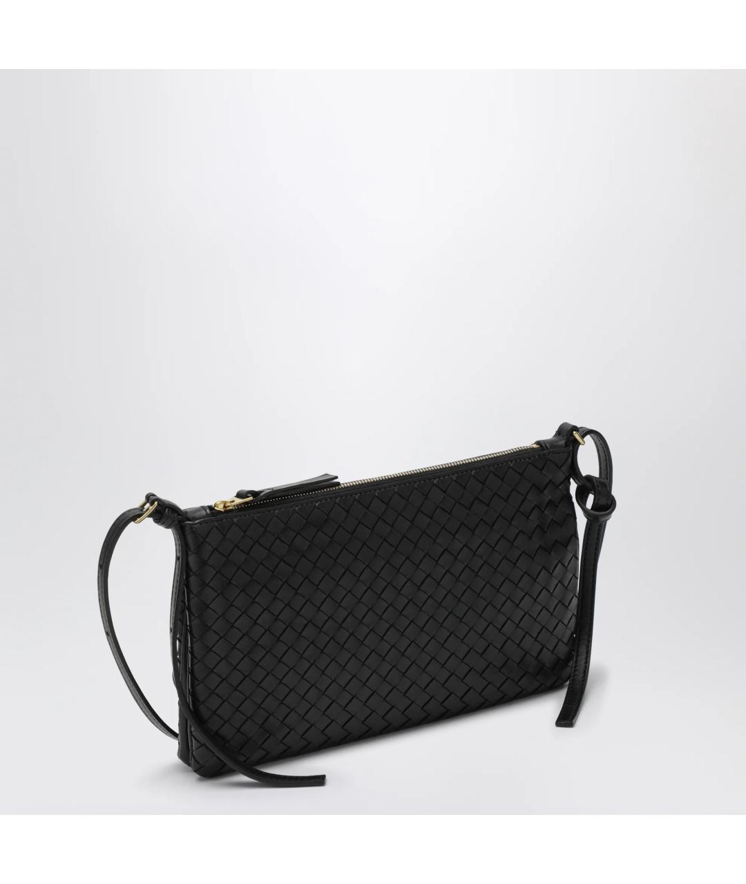 BOTTEGA VENETA Черная кожаная сумка через плечо, фото 2