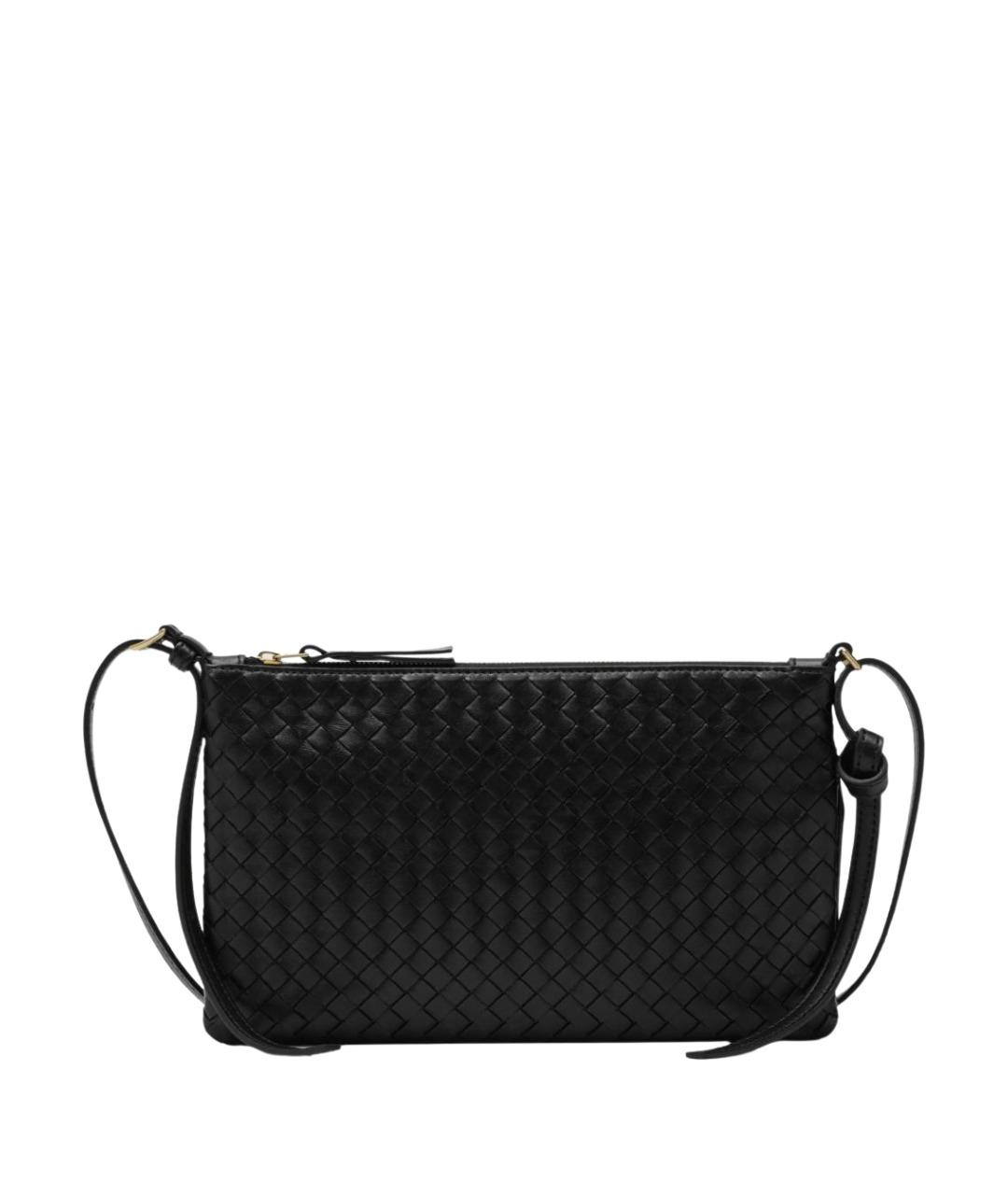 BOTTEGA VENETA Черная кожаная сумка через плечо, фото 1
