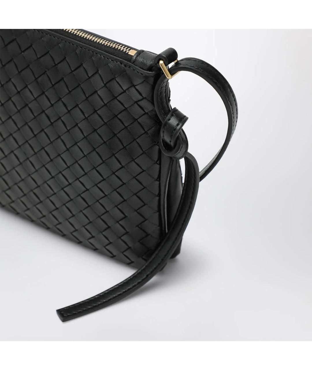 BOTTEGA VENETA Черная кожаная сумка через плечо, фото 5