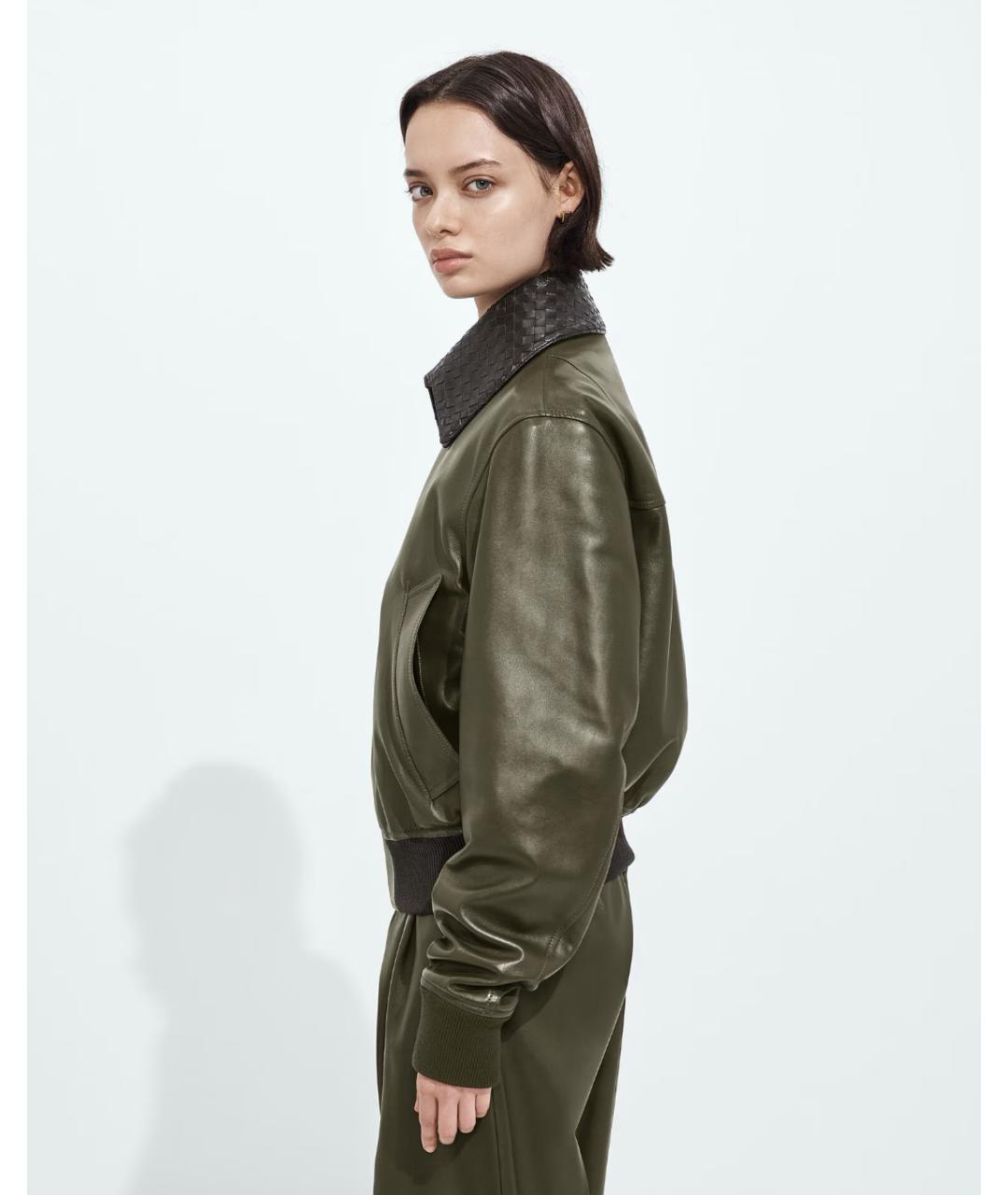 BOTTEGA VENETA Зеленая кожаная куртка, фото 3