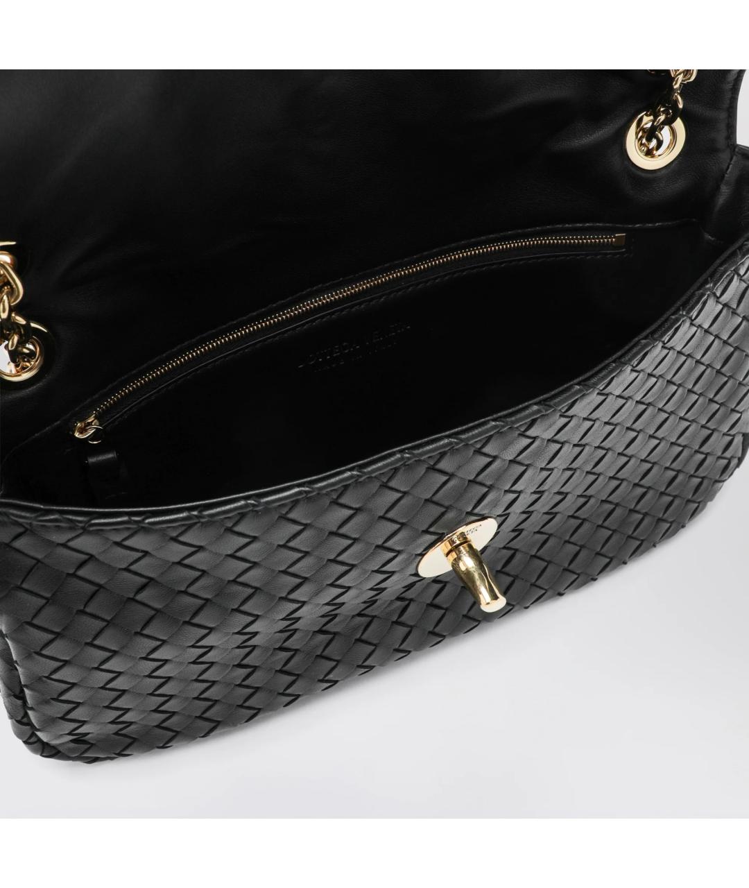 BOTTEGA VENETA Черная кожаная сумка через плечо, фото 4
