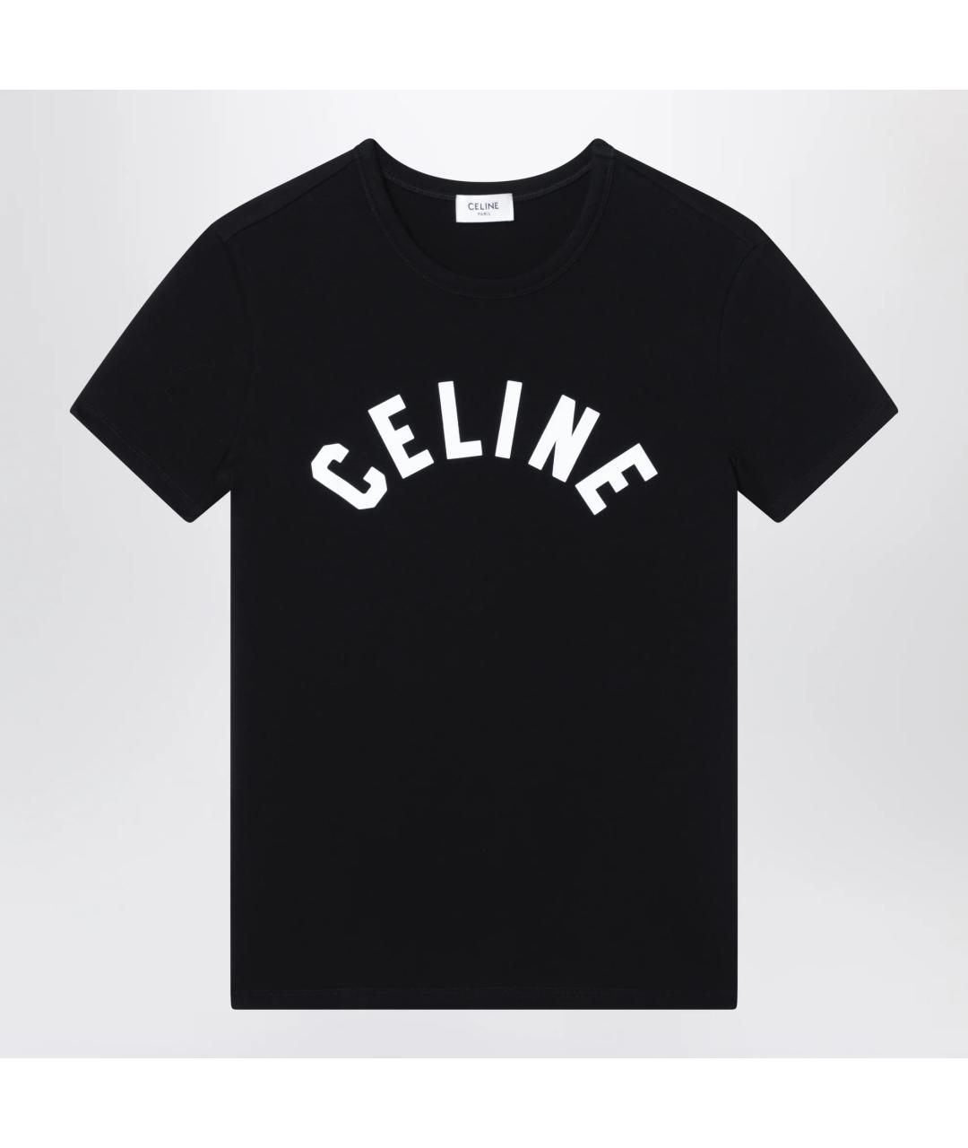 CELINE Черная хлопковая футболка, фото 3