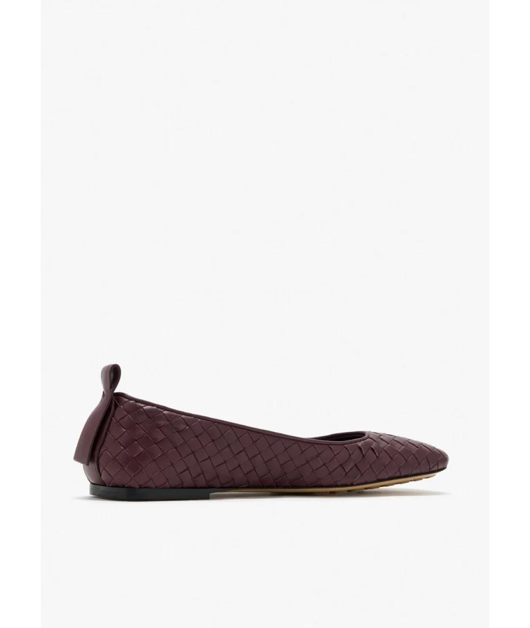 BOTTEGA VENETA Бордовые кожаные балетки, фото 3