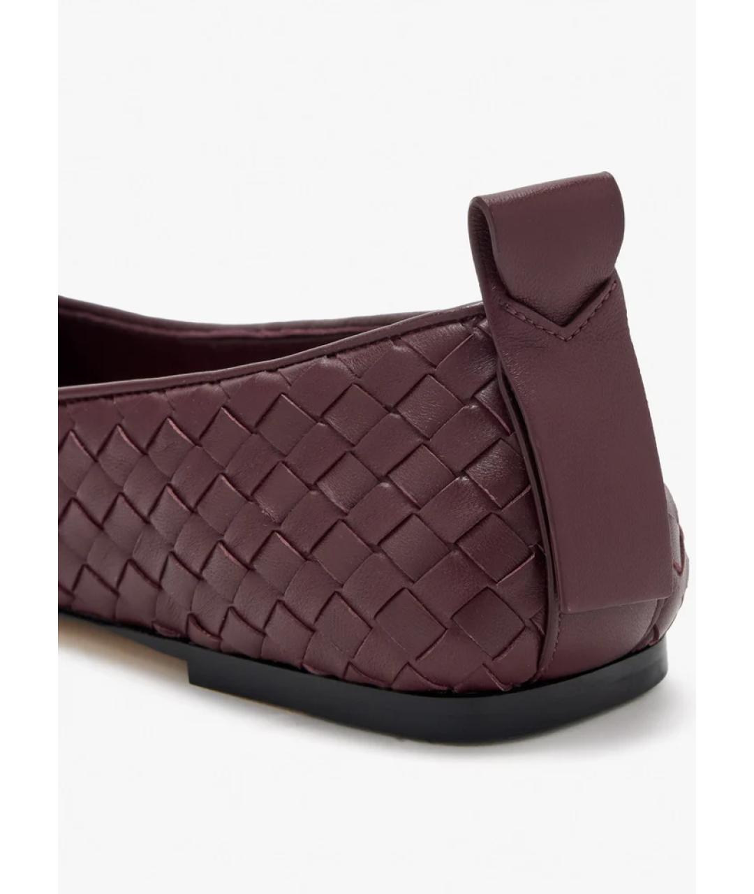BOTTEGA VENETA Бордовые кожаные балетки, фото 2