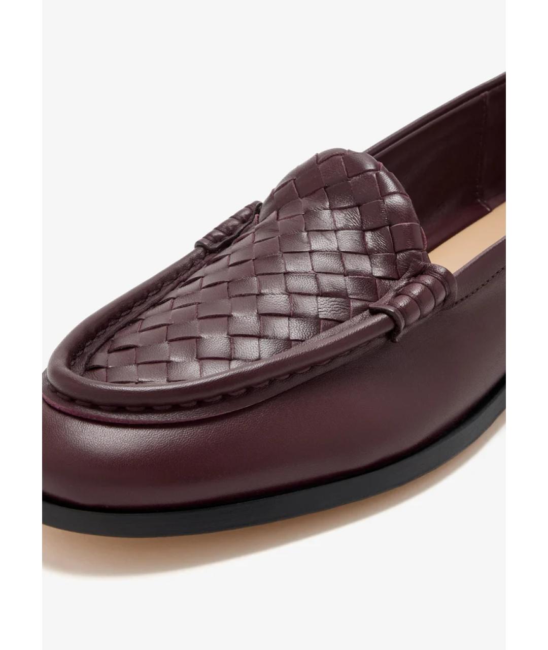 BOTTEGA VENETA Бордовые кожаные лоферы, фото 2