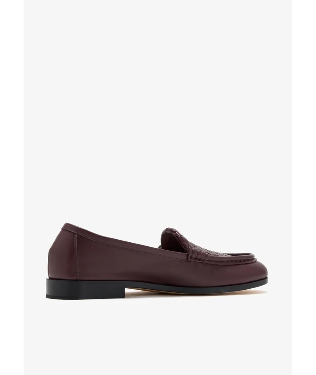 BOTTEGA VENETA Бордовые кожаные лоферы, фото 3