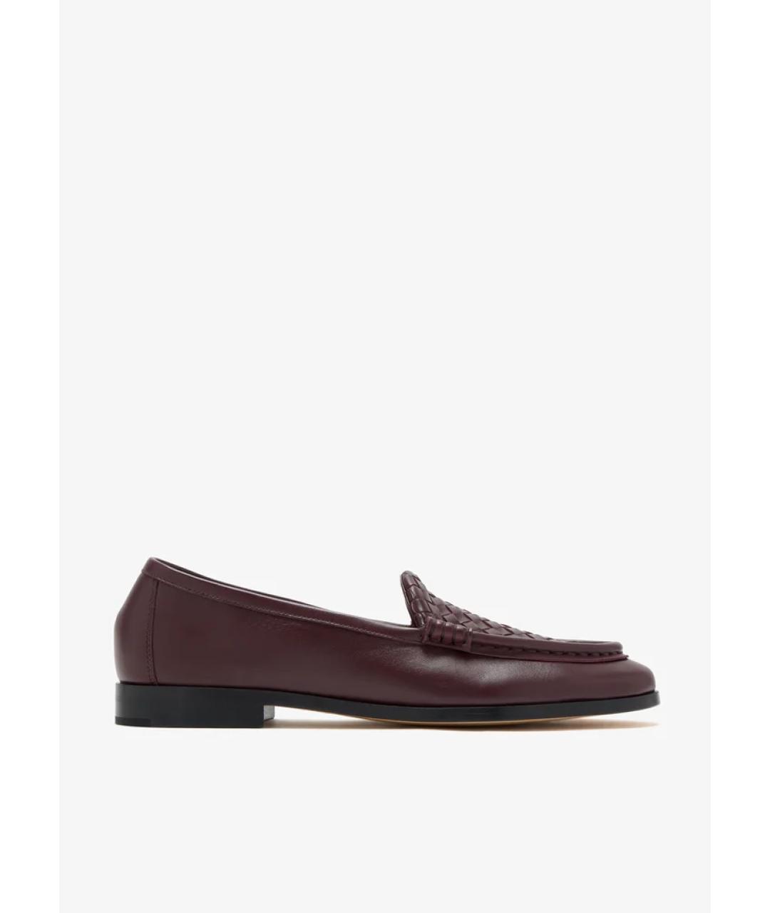BOTTEGA VENETA Бордовые кожаные лоферы, фото 5