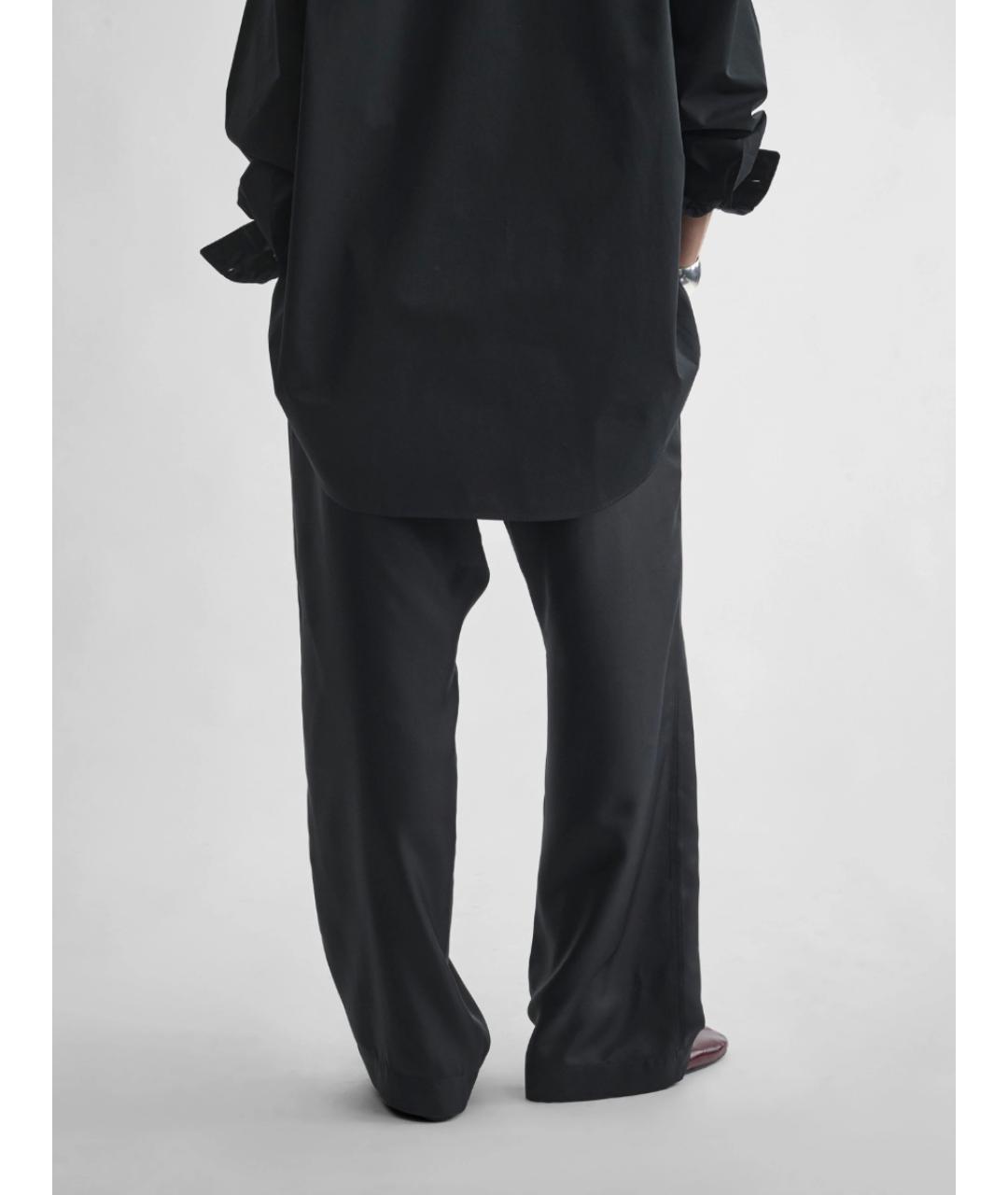 PHOEBE PHILO Черные шелковые прямые брюки, фото 4