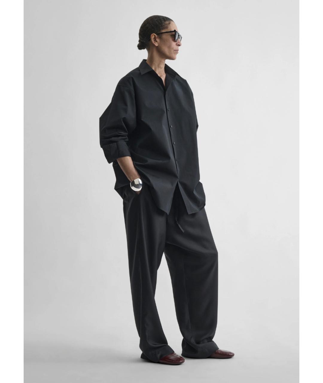 PHOEBE PHILO Черные шелковые прямые брюки, фото 3
