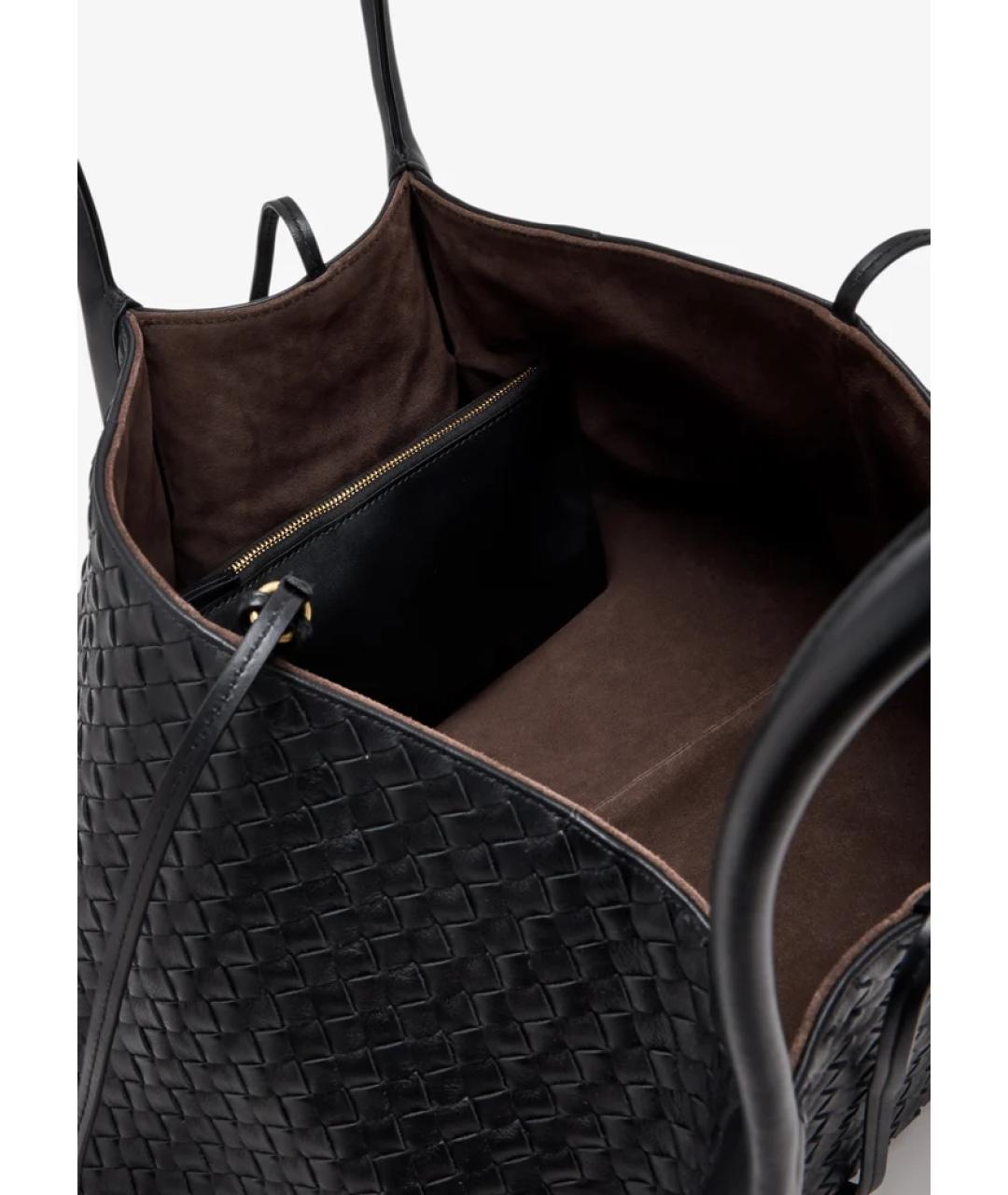 BOTTEGA VENETA Черная кожаная сумка тоут, фото 5