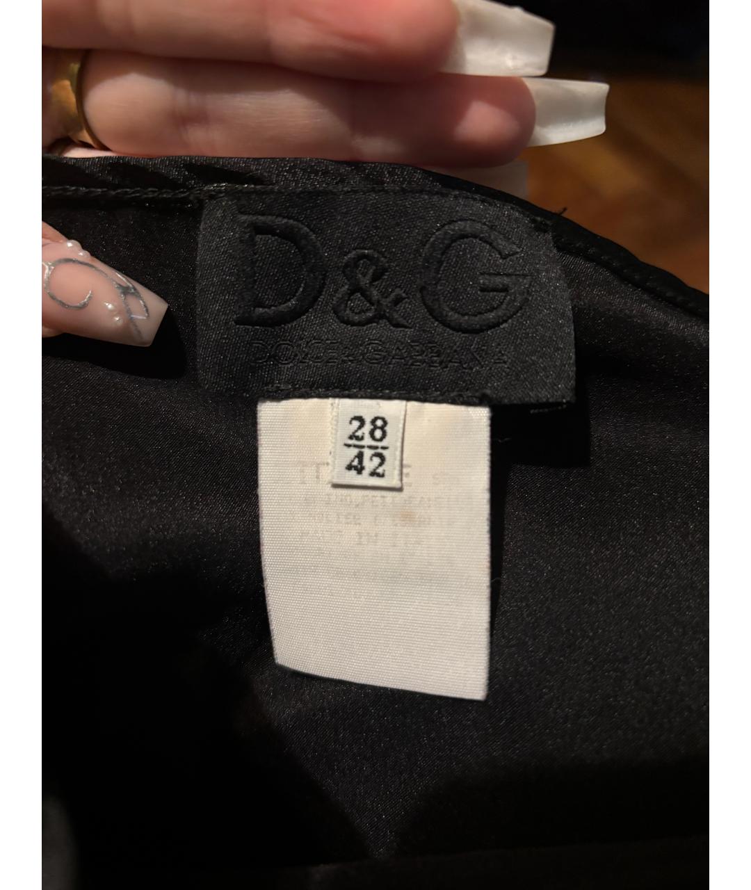DOLCE&GABBANA Черная атласная юбка макси, фото 3