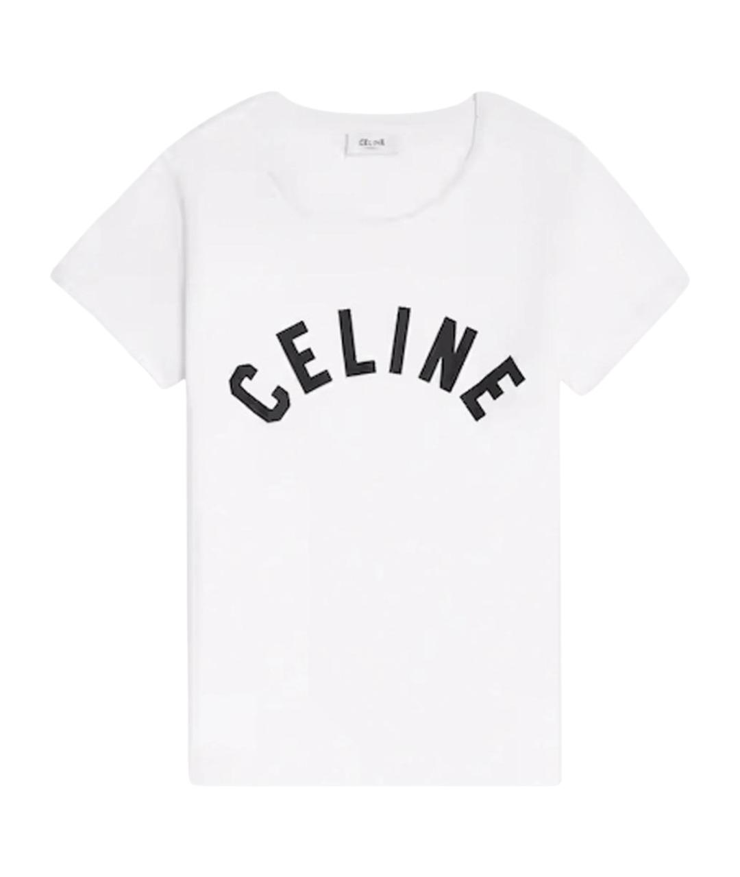 CELINE Белая хлопковая футболка, фото 1