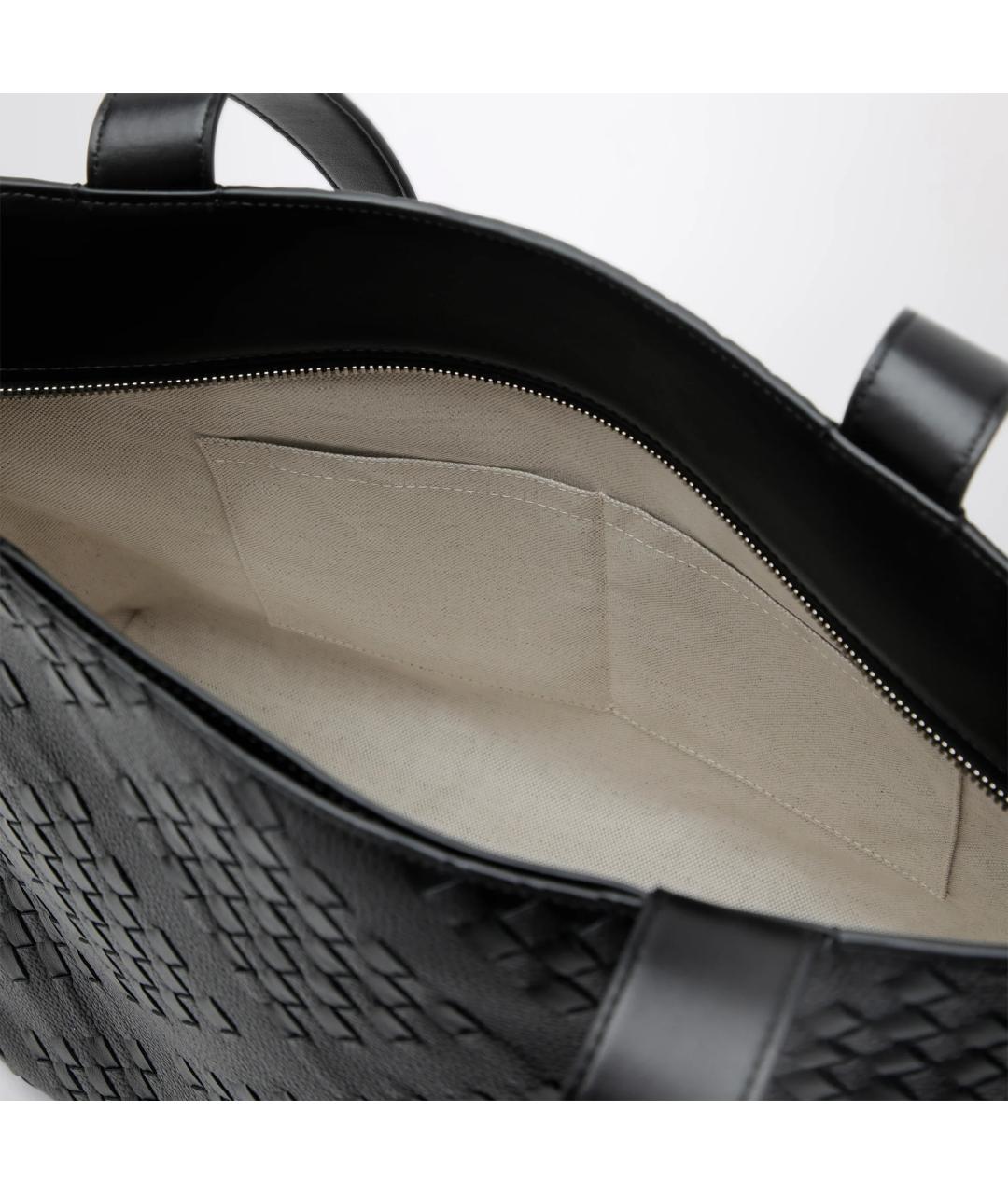 BOTTEGA VENETA Черная кожаная сумка тоут, фото 4