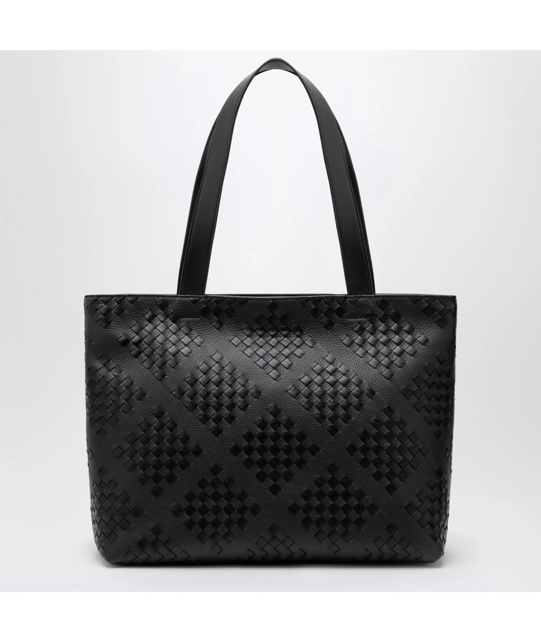 BOTTEGA VENETA Черная кожаная сумка тоут, фото 3