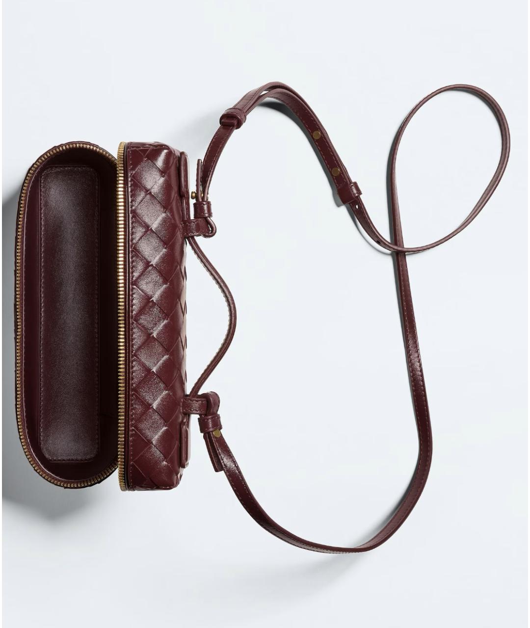 BOTTEGA VENETA Бордовая кожаная сумка с короткими ручками, фото 3