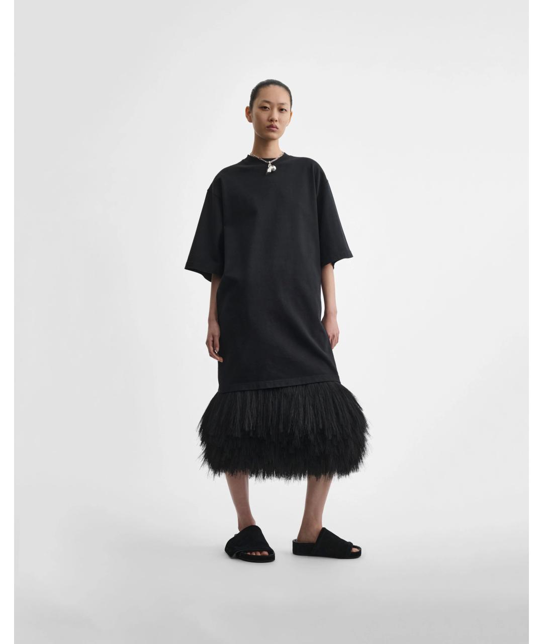 PHOEBE PHILO Черная шелковая юбка миди, фото 3