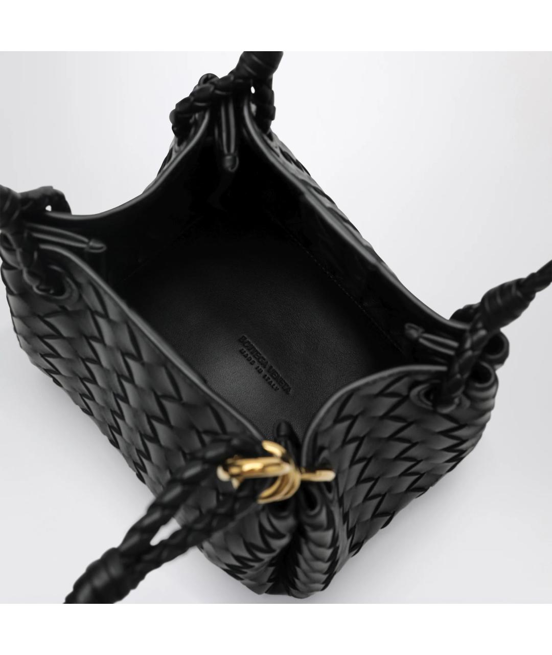 BOTTEGA VENETA Черная кожаная сумка через плечо, фото 4