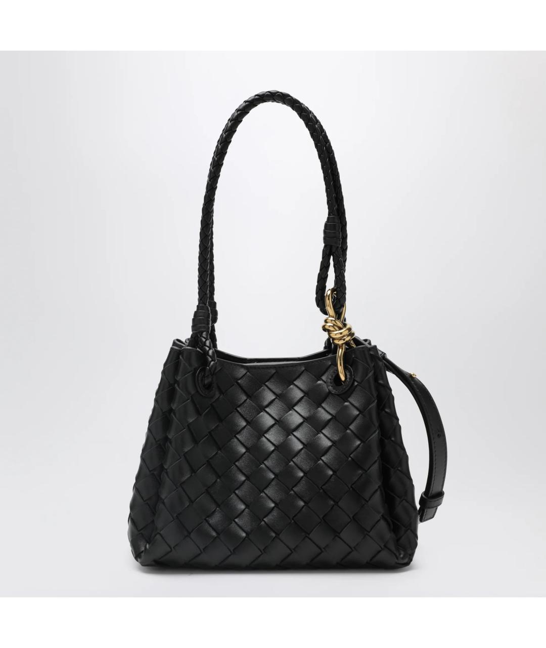 BOTTEGA VENETA Черная кожаная сумка через плечо, фото 6