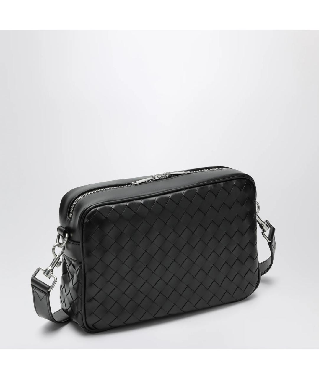 BOTTEGA VENETA Черная кожаная сумка на плечо, фото 2