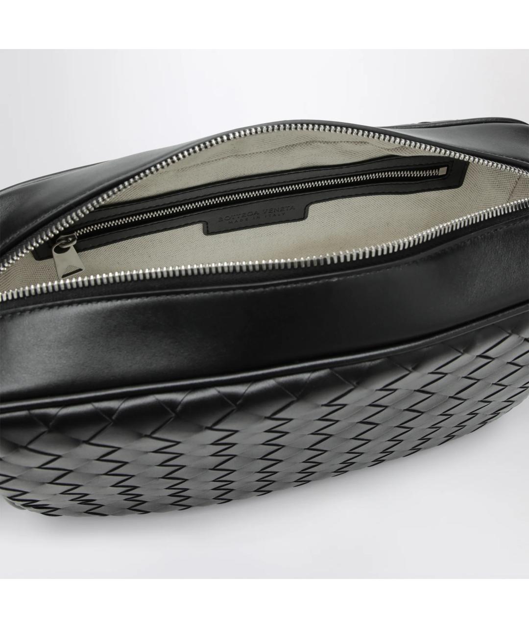 BOTTEGA VENETA Черная кожаная сумка на плечо, фото 4