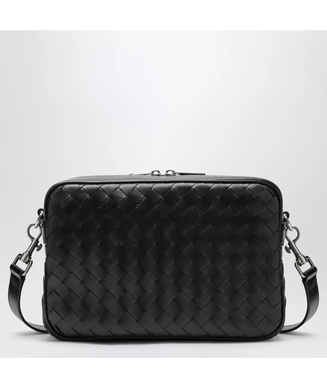 BOTTEGA VENETA Черная кожаная сумка на плечо, фото 6