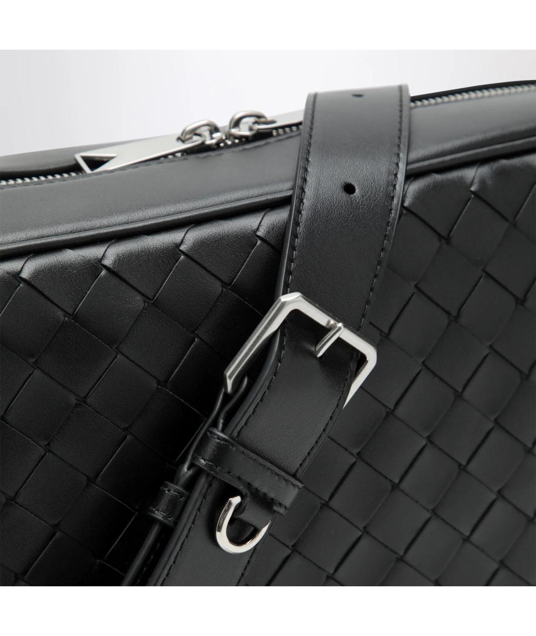 BOTTEGA VENETA Черная кожаная сумка на плечо, фото 5