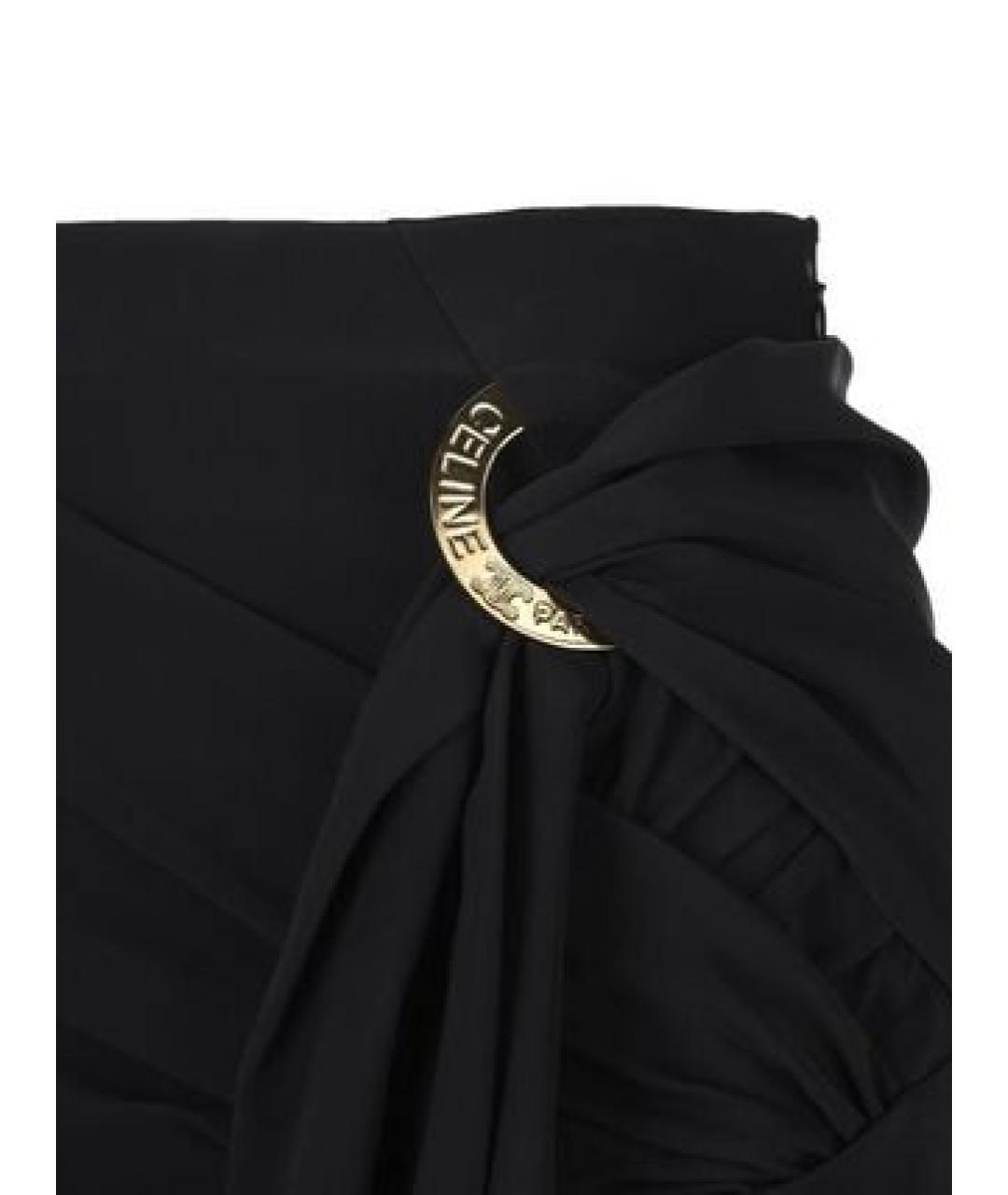 CELINE Черная вискозная юбка мини, фото 2