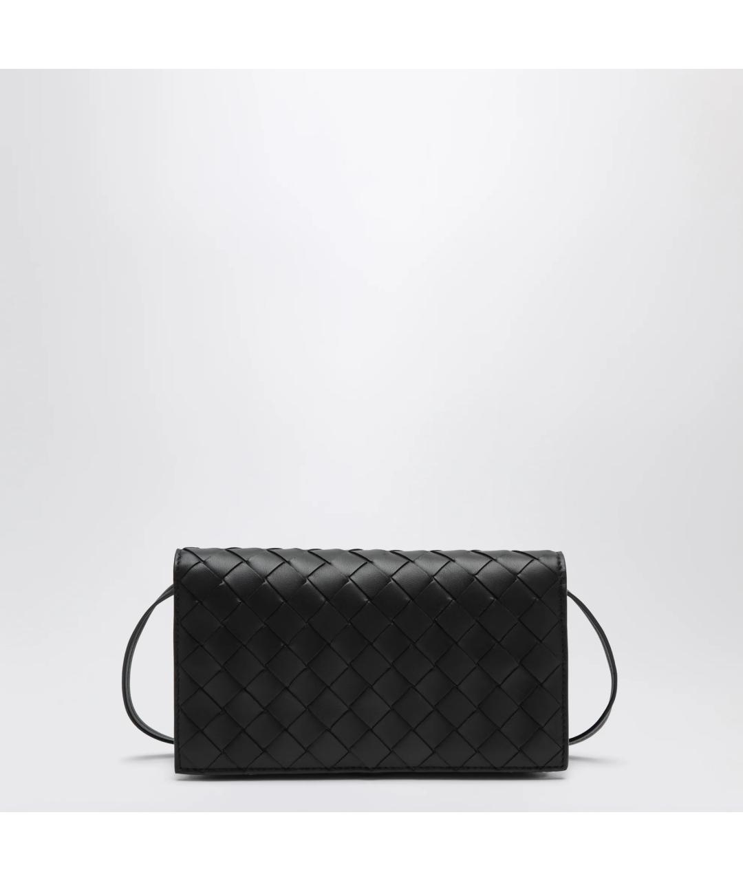 BOTTEGA VENETA Черная кожаная сумка через плечо, фото 3