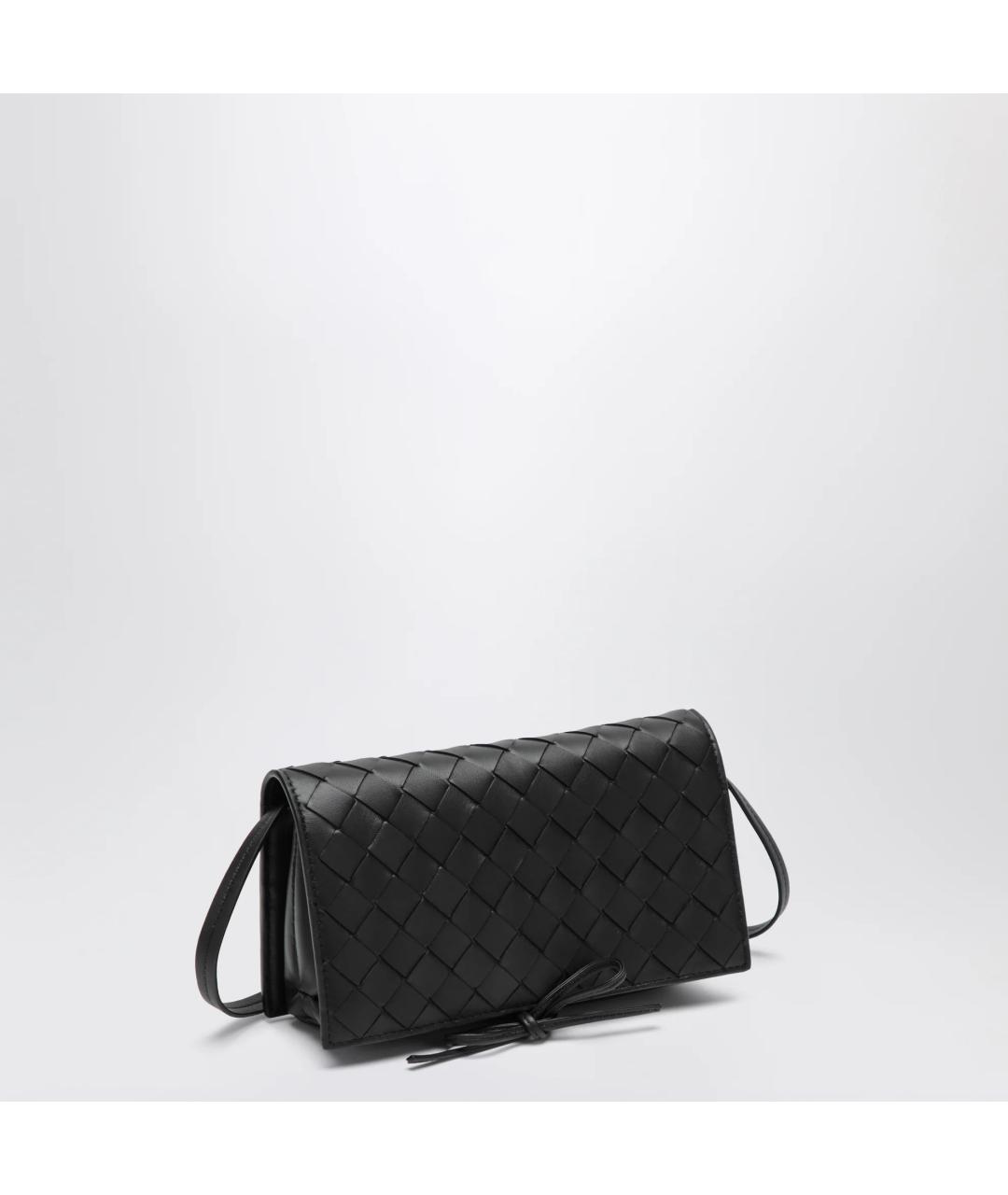 BOTTEGA VENETA Черная кожаная сумка через плечо, фото 2