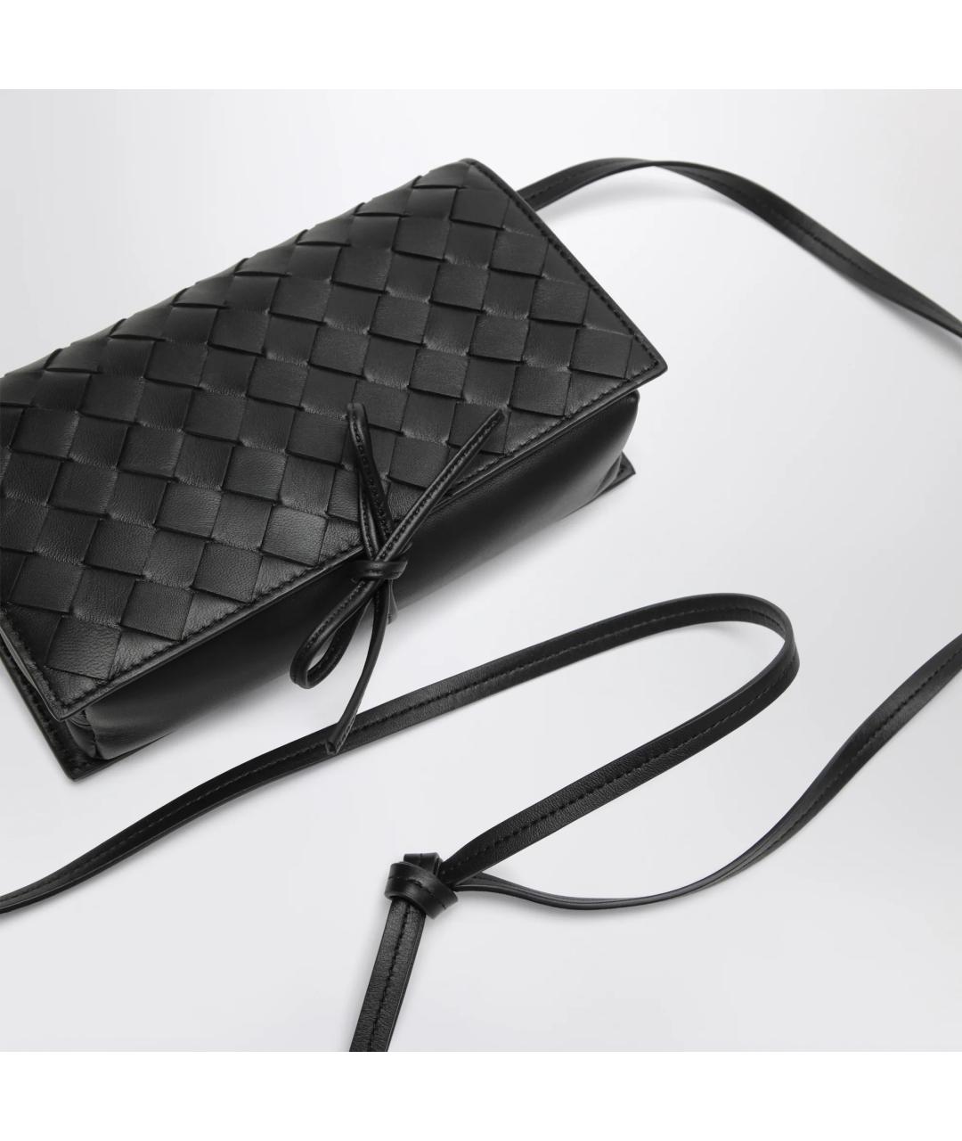 BOTTEGA VENETA Черная кожаная сумка через плечо, фото 5